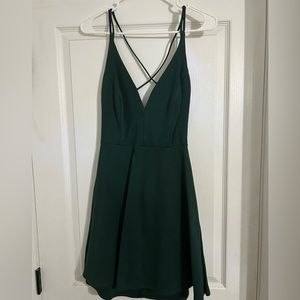 Windsor Deep Green Formal Dress with Strapped Back Open Detailing